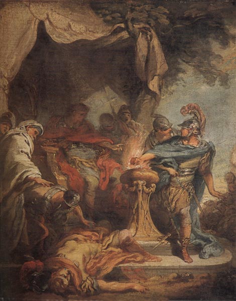 Mucius Scaevola putting his hand in the fire